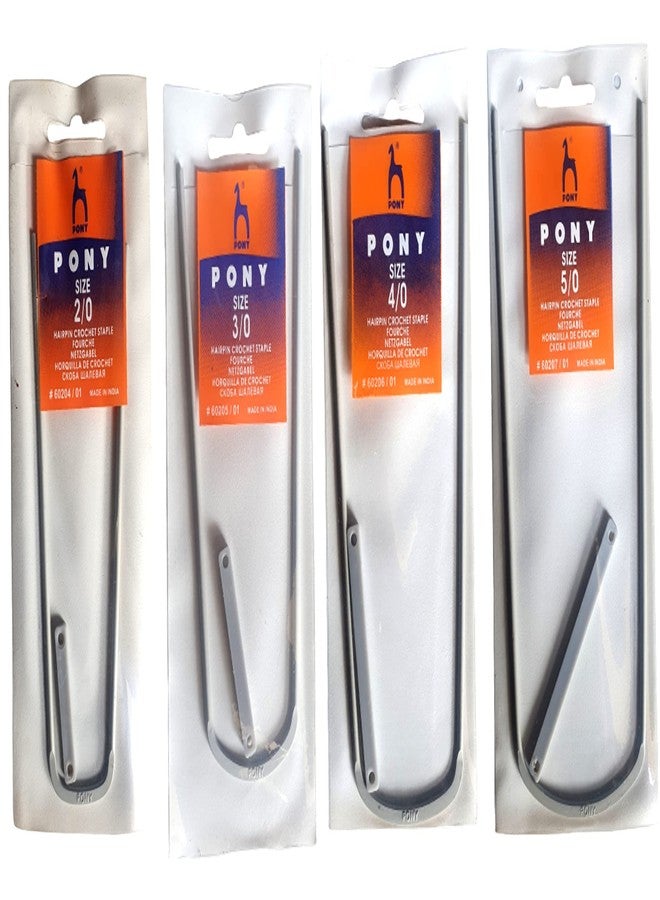 PONY Aluminum Hairpin Crochet Staple/ Lace Loom/ U-Pin - Set of 4 ( Size: 2/0, 3/0, 4/0, 5/0 ) - Image 1